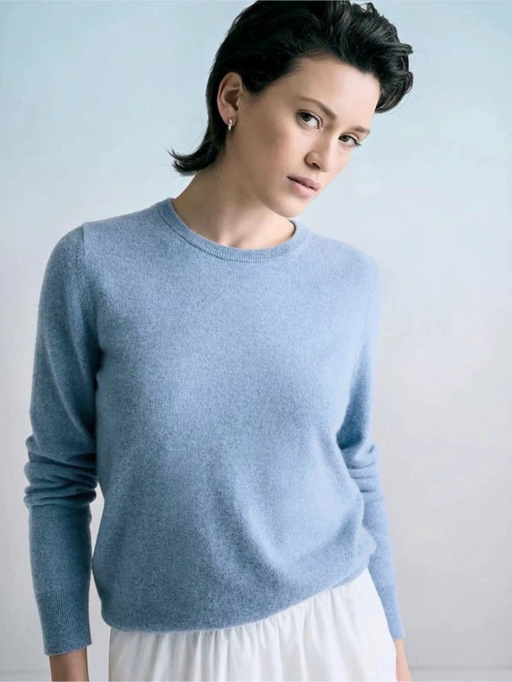 Quince Women’s Mongolian Cashmere Crewneck Sweater In Faded Denim Size XS